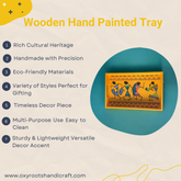 Wooden Hand Painted Serving Tray Warli Design